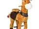  Cavallo a Dondolo con Ruote a Forma di Giraffa per Bambini da 3-6 Anni, 70x32x87cm, Giall...