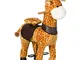  Giraffa a Dondolo con Ruote, Gioco Cavalcabile Giallo per Bambini 3-6 Anni, 70x32x87cm Ao...