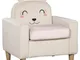  Poltroncina per Bambini con Design a Coniglio e Gambe in Legno, 53x47x54.5cm, Crema