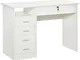  Scrivania per Camera o Ufficio in Legno con 2 Cassetti e 2 Chiavi, 110x50x76cm - Bianco A...