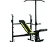 Panca Multifunzione Stazione Fitness Panche e Attrezzi Nero e Giallo 175L x 110P x 202Acm...