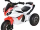  Moto a 3 Ruote per Bambini 18-36 Mesi con Musica Fari Senza Pedale in PP Metallo Bianca R...