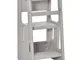 Scaletta per Bambini Torre Montessoriana Altezza Regolabile 3 Livelli, 47x47x90cm, Grigio