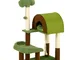  Albero per Gatti a tema Foresta con Casetta, Lettino, Tiragraffi e Pallina, 49x40x107 cm,...