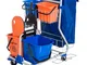  Carrello Pulizie Professionale con 4 Secchi 18l/6l, Sacco Spazzatura Impermeabile, Blu e...