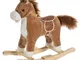  Cavallo a dondolo stile cavallo seduta imbottita con suono 2 AA batterie per bambini 36-7...