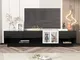 Mobile TV Basso con Pannello Lucido in Combinazione Bianco e Nero. Design a Blocchi di Col...