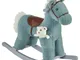  Cavallo a Dondolo in Peluche e Legno con Suoni e Orsetto Incluso, per Bimbi da 18-36 Mesi...