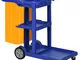  Carrello Pulizie a 3 Ripiani con Ganci e Sacco da 100L, 121x50.5x96.5 cm, Blu Giallo e Gr...