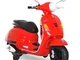  Moto Elettrica per Bambini Design Vespa, Batteria 6V con Suoni e Luci, Età 3-6 Anni, Ross...