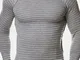 Uomo Casul T-shirt a Righe con Collo Tondo Slim Fit
