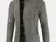 Cardigan caldo con tasche con cerniera e colletto alla coreana traspirante casual da uomo