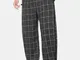 Piedi a fascio con coulisse in vita casual elastico con fibbia stampa plaid Pantaloni