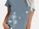 T-shirt a maniche corte con stampa floreale di farfalle casual per donna