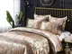 Set di piumini di lusso come la seta Regina Satin Jacquard Paisley spazzolato Cuore Set di...