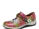 SOCOFY Retro Buckle Fancy Flowers Splicing Vera Pelle Cucitura con cerniera slip on scarpe...