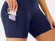 Pantaloncini sportivi donna Yoga a vita alta ad asciugatura rapida con tasca laterale