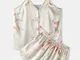 Pigiama da donna Set corto Fiori Stampa Bottoni sul davanti Spalline sottili Loungwear cas...