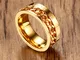 Anello con catena in numeri romani di moda Anello in acciaio al titanio da uomo aperto con...