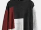 Mens Casual Patchwork Round Collo Maglione ampio
