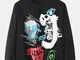 Mens Cotton Funny Print Crew Collo Felpe casual con maniche a goccia