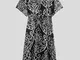 Scollo a V manica corta stampa fiori vintage Plus Kimono taglia