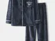Set di pigiami da salotto casual da uomo in cotone tinta unita con lettere ricamate