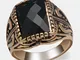 Anello da uomo con personalità vintage in resina Black Anello con anello in lega di argent...