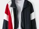 Cardigan casual larghi con risvolto frontale con zip patchwork a blocchi di colore da uomo
