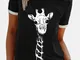 T-shirt O-Collo manica corta stampata giraffa per donna