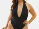 Plus Taglia Wome Costumi da bagno Halter Tuffo Solido Backless Sexy One Pezzo