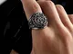Anello da uomo in acciaio al titanio vintage geometrico rotondo stereoscopico Eagle gioiel...