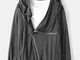 Felpe con cappuccio da uomo in tinta unita con zip asimmetrica rilassata con tasche