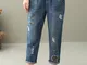 Vita strappata con coulisse ricamata Jeans per donna