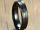 Anelli di barretta di moda IP Black Placcatura in acciaio inossidabile Cubic Zirconia Anel...