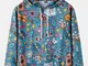 Mens Cartoon Music Modello Stampa Felpe con coulisse dal taglio rilassato e tasca per muff...