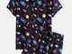 Mens Cartoon Space & Planet Print Light Casual Elastico in vita due pezzi