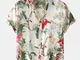 Camicie a maniche corte estive con bottoni stampati floreali casual da uomo