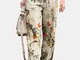 Floreale stampato elastico in vita a gambe dritte Pantaloni per le donne
