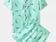 Men Leaves Print Loungewear Due pezzi Pigiama in finta seta Set da notte sottile e traspir...