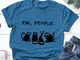 T-shirt casual a maniche corte con stampa gatto cartone animato da donna