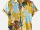 Camicie a maniche corte con stampa vegetale da uomo casual stile vacanza da spiaggia