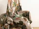 Pigiama sottile da donna in 3 pezzi con stampa vegetale vintage allentato per l'autunno