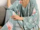 Set di pigiami comodi con orlo allentato con stampa floreale a 3 pezzi da donna