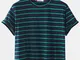 T-shirt a maniche corte larghe stampate spogliate dello stilista da uomo