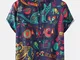 Men Fun Graffiti Halloween Stampato Casual Curvo Orlo Camicia