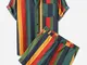 Completi da uomo in cotone sottile e traspirante Set Colorful Stripe Holiday manica corta...