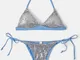 Costume da bagno bikini a schiena nuda con triangolo in tinta unita e paillettes
