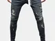 Fori sfilacciati in cotone stile street casual Jeans per uomo