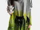 Cutie Black Cat Print Scollo a V manica lunga Plus Camicetta di dimensioni con tasche